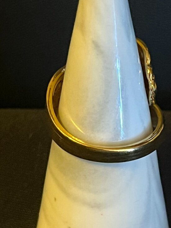 Oneida Gold‑Plated Spoon Ring • Size 8 • Wm. A. Rogers Vintage Floral Scroll - Picture 4 of 12